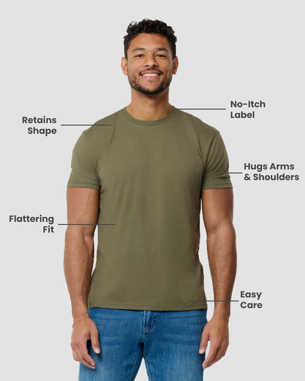 Mens T Shirts Soft Cotton Crew Neck Athletic Fit Casual Tees S-4XL