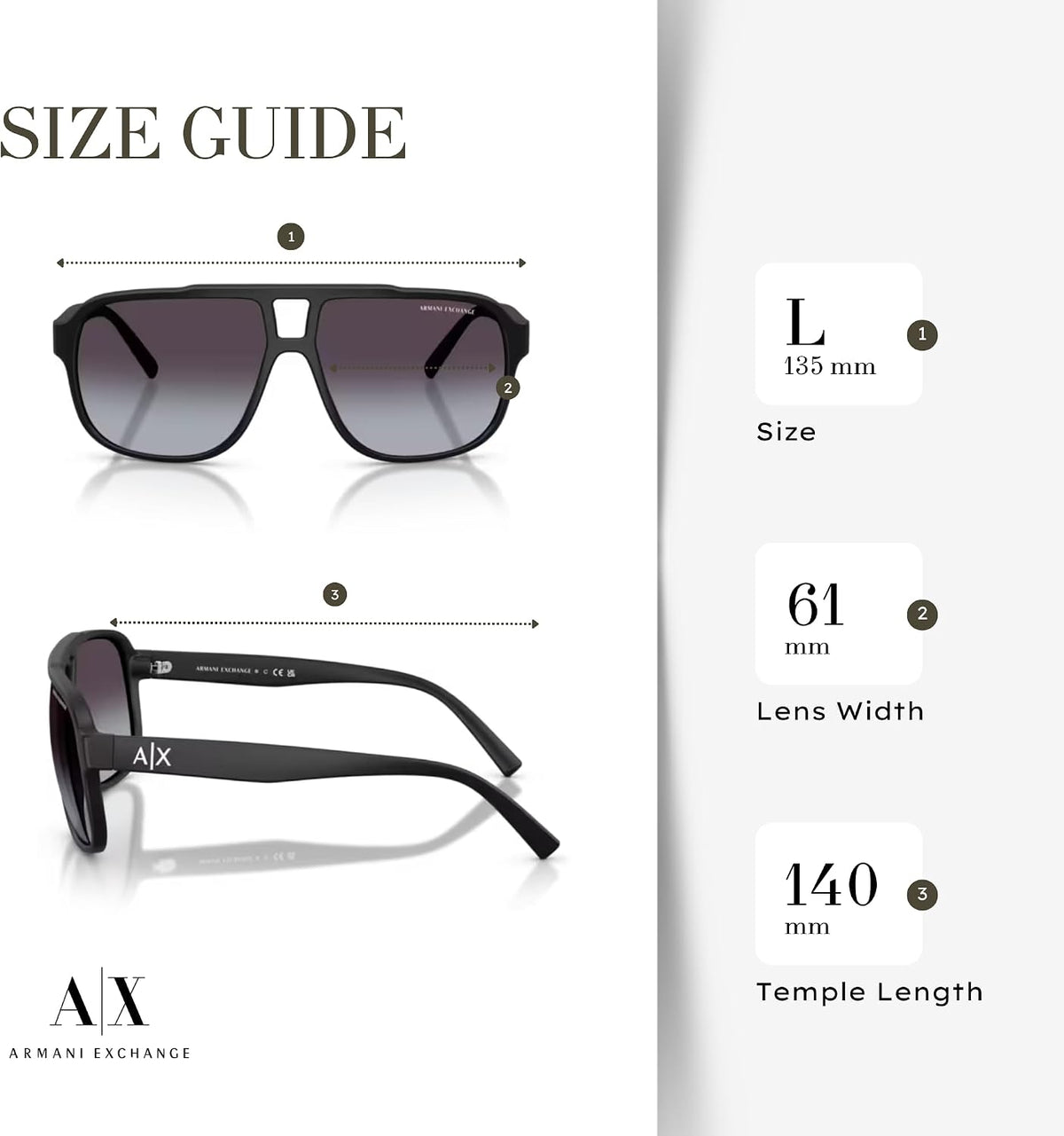 Armani Exchange AX4104S Rectangle Sunglasses for Men