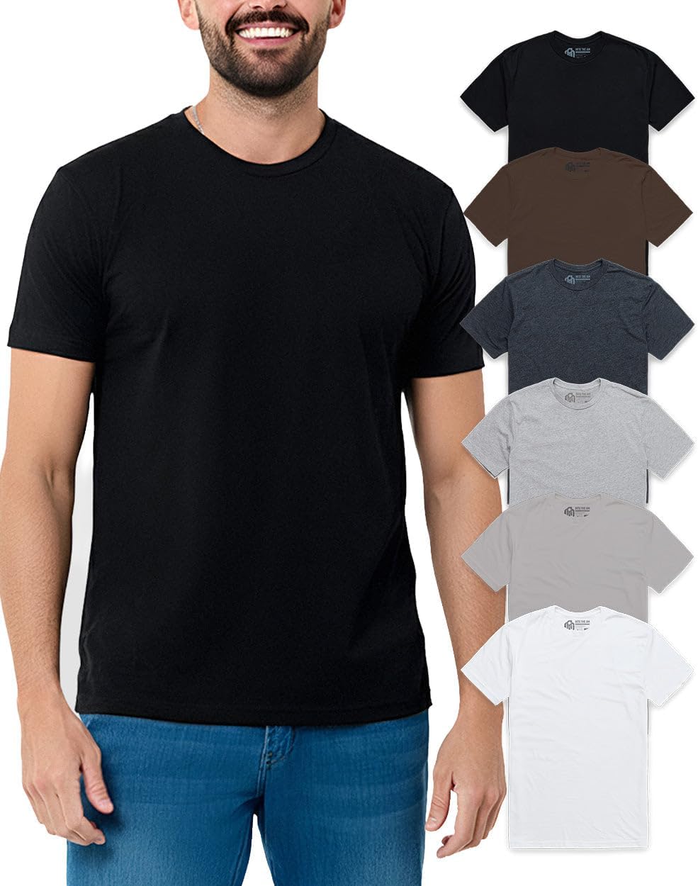 Mens T Shirts Soft Cotton Crew Neck Athletic Fit Casual Tees S-4XL
