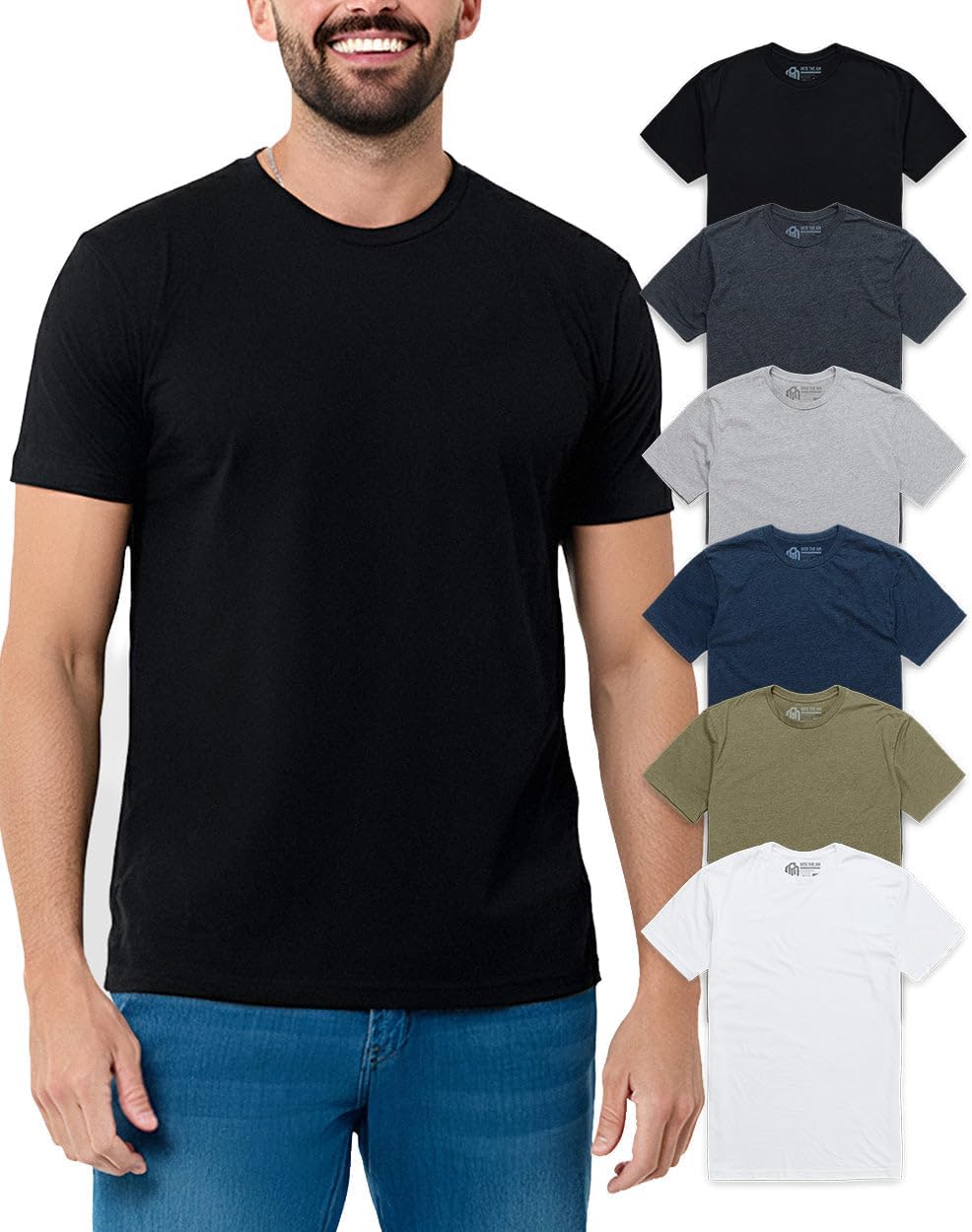 Mens T Shirts Soft Cotton Crew Neck Athletic Fit Casual Tees S-4XL