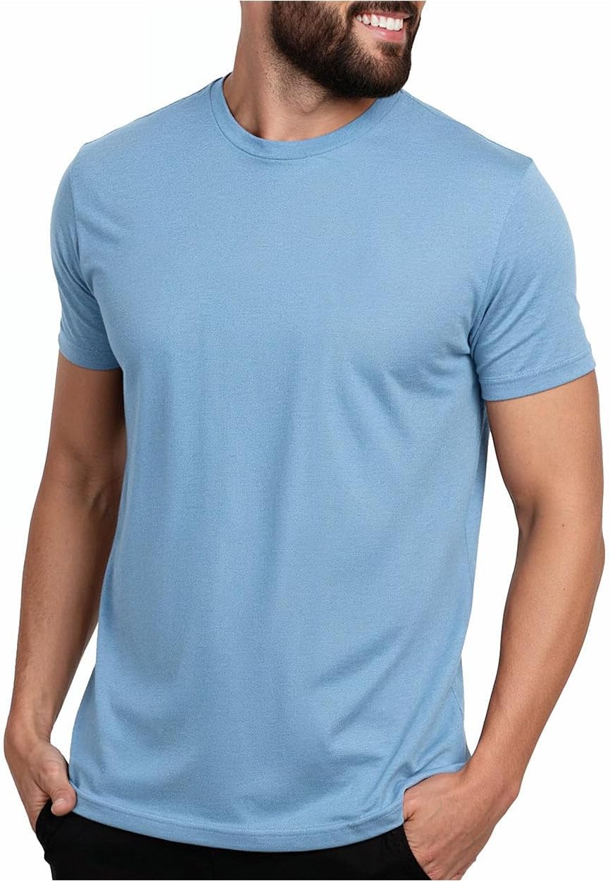 Mens T Shirts Soft Cotton Crew Neck Athletic Fit Casual Tees S-4XL