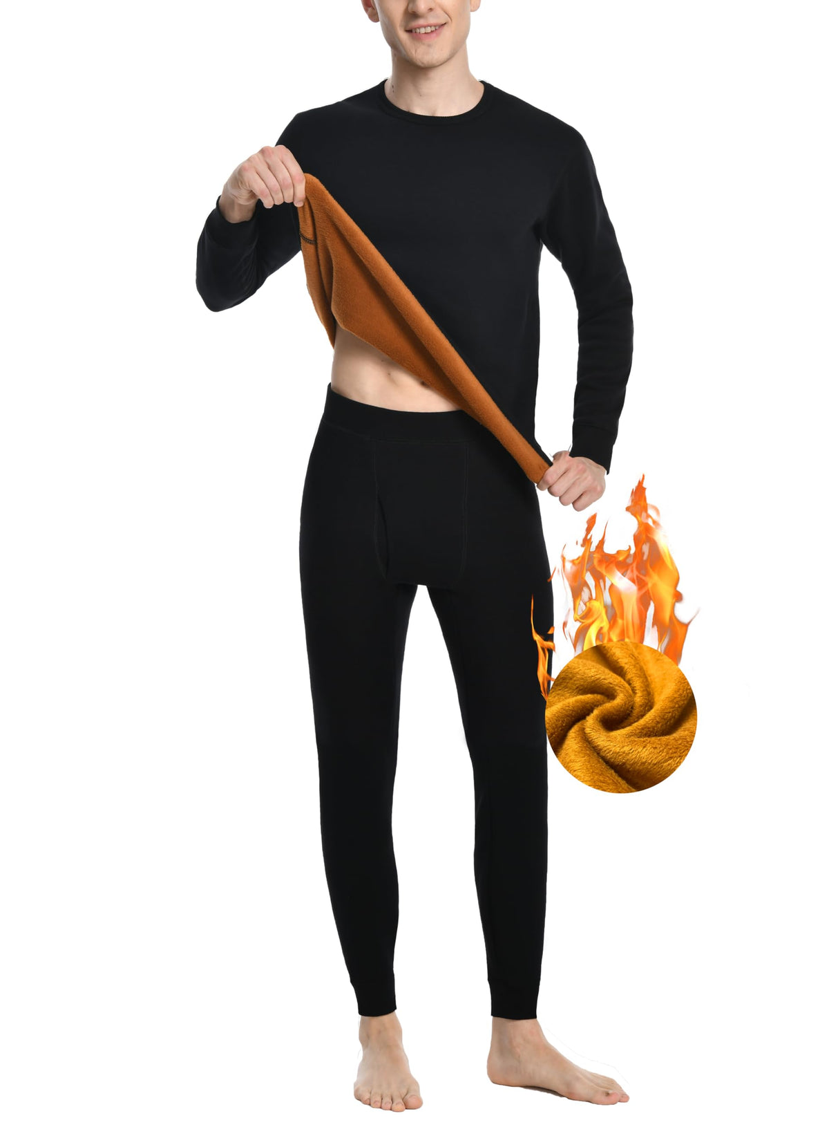 Nutria Mens Thermal Underwear Set Thick Fleece Lined Heavyweight Outdoor Baselayer Extreme Cold Weather Winter Ultra-Warm U10