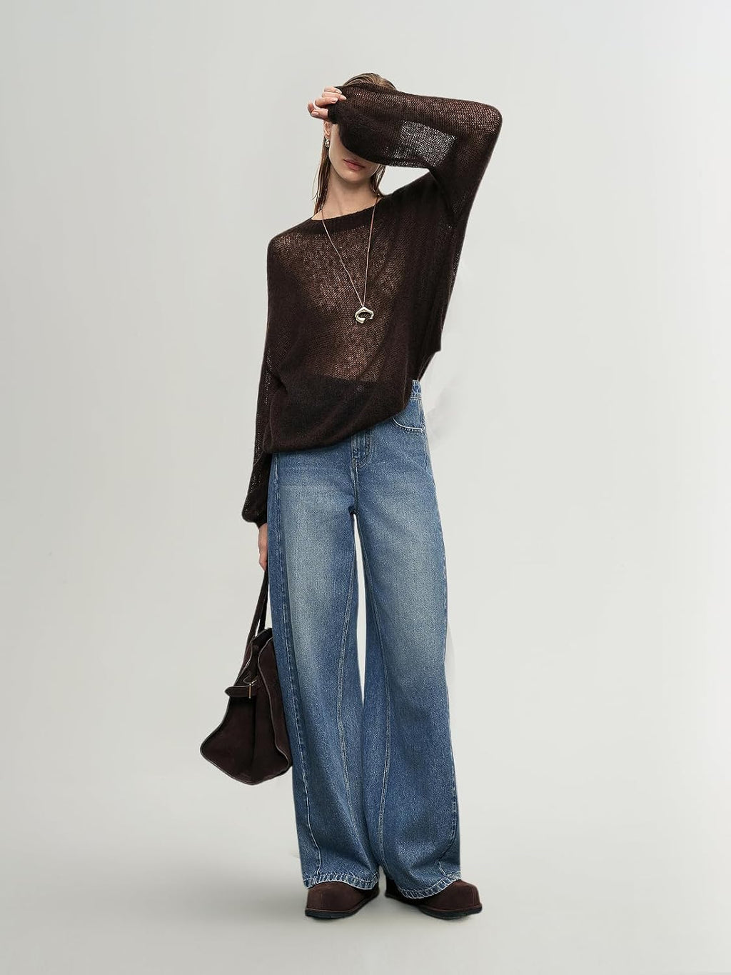 Silk Cashmere Blend Sweater for Women, Lightweight Crewneck Knit Pullover Jumper for Spring Layering