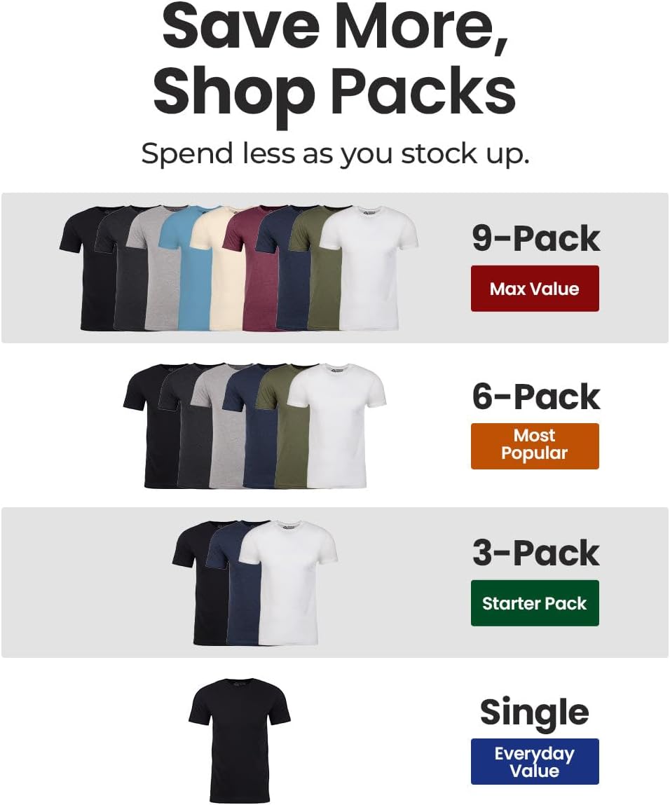 Mens T Shirts Soft Cotton Crew Neck Athletic Fit Casual Tees S-4XL