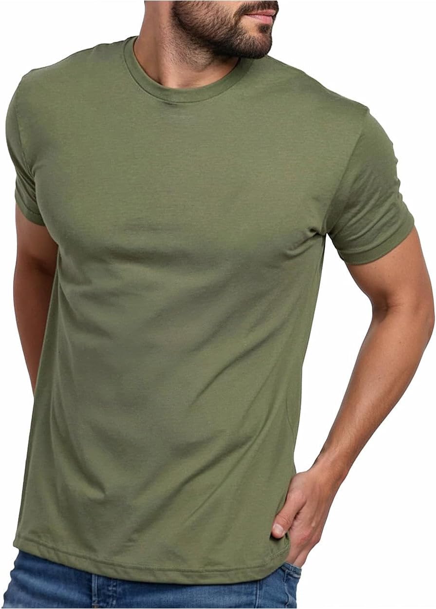 Mens T Shirts Soft Cotton Crew Neck Athletic Fit Casual Tees S-4XL
