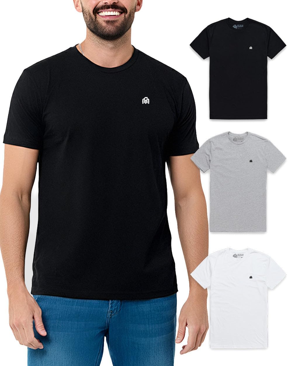 Mens T Shirts Soft Cotton Crew Neck Athletic Fit Casual Tees S-4XL