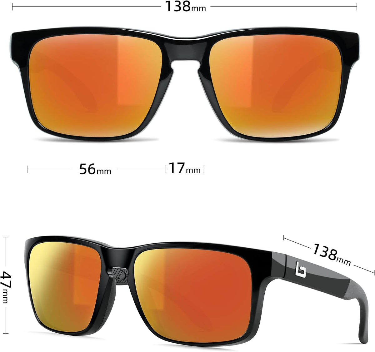 BNUS Corning Glass Lens Sunglasses for Men Women, Polarized Option UV400