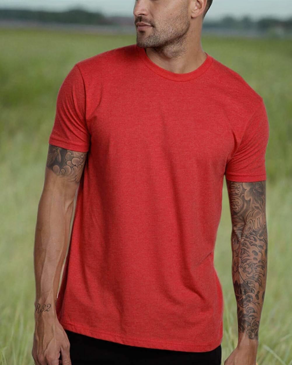 Mens T Shirts Soft Cotton Crew Neck Athletic Fit Casual Tees S-4XL