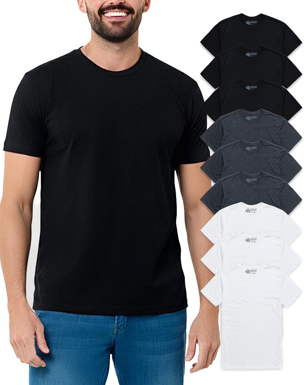Mens T Shirts Soft Cotton Crew Neck Athletic Fit Casual Tees S-4XL