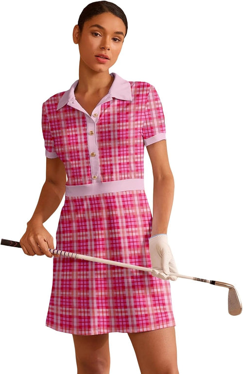 ACEGOLFS Women's Golf Tennis Dress Short Sleeve Collared Workout Athletic Dresses UPF 50+ Casual Golf Clothes for Women