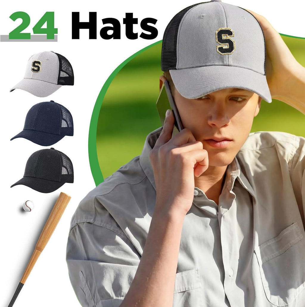 Suhine 24 Pcs Blank Trucker Hat Bulk,Unisex Baseball Cap
