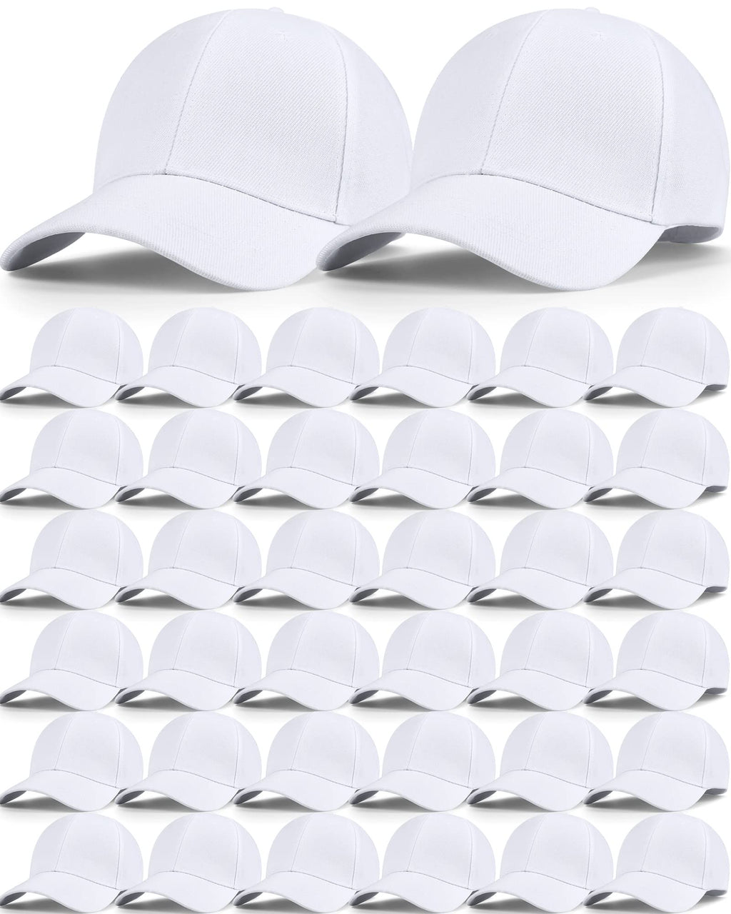 Foaincore 36 Pack Blank Baseball Cap Bulk Adjustable Back Strap Sublimation Hats Plain Unisex Trucker Hat for Men Women