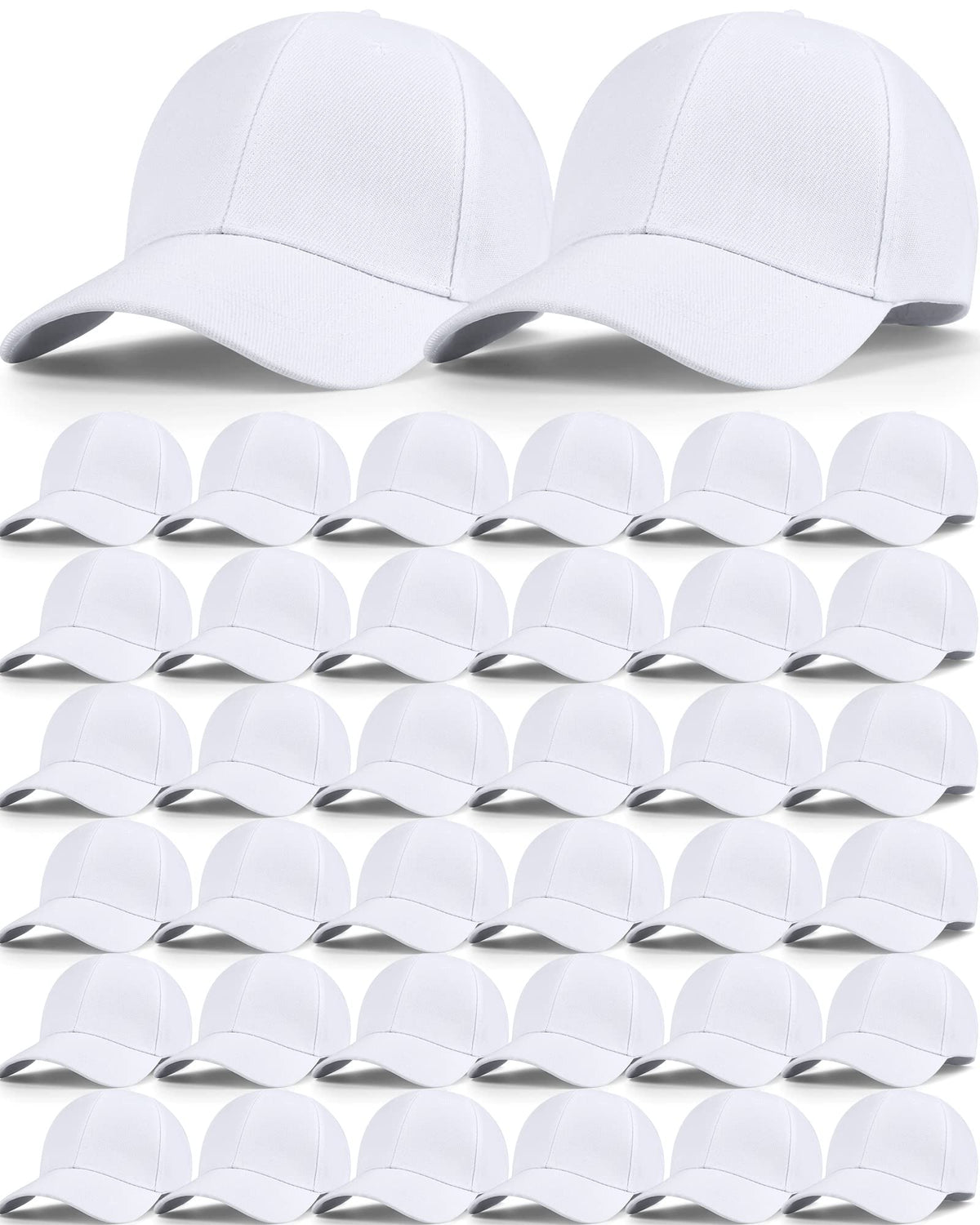 Foaincore 36 Pack Blank Baseball Cap Bulk Adjustable Back Strap Sublimation Hats Plain Unisex Trucker Hat for Men Women
