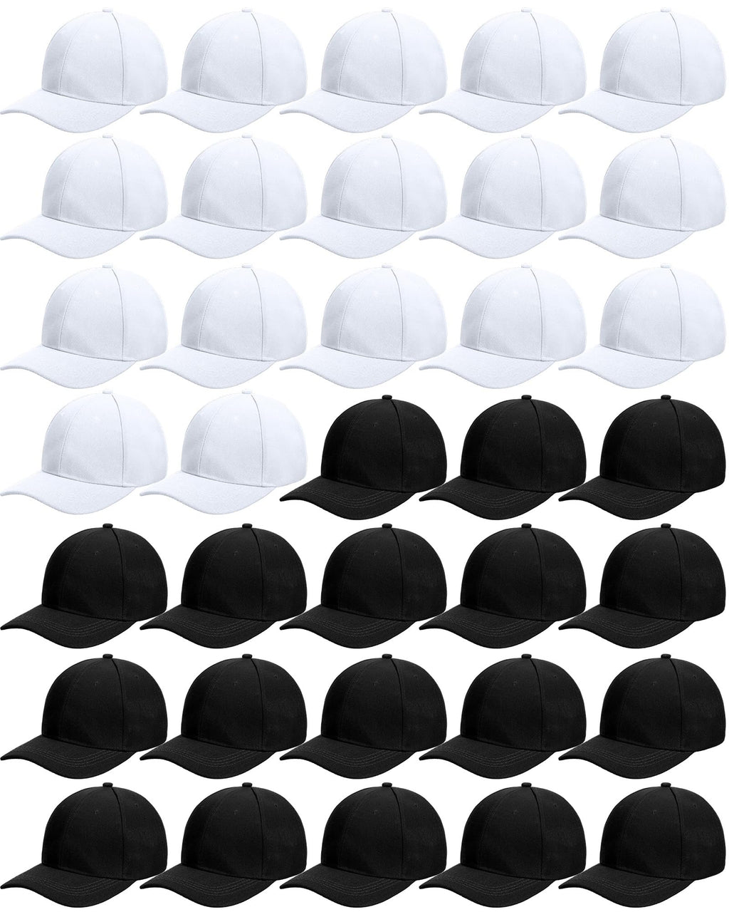 Foaincore 36 Pack Blank Baseball Cap Bulk Adjustable Back Strap Sublimation Hats Plain Unisex Trucker Hat for Men Women