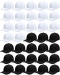 Foaincore 36 Pack Blank Baseball Cap Bulk Adjustable Back Strap Sublimation Hats Plain Unisex Trucker Hat for Men Women