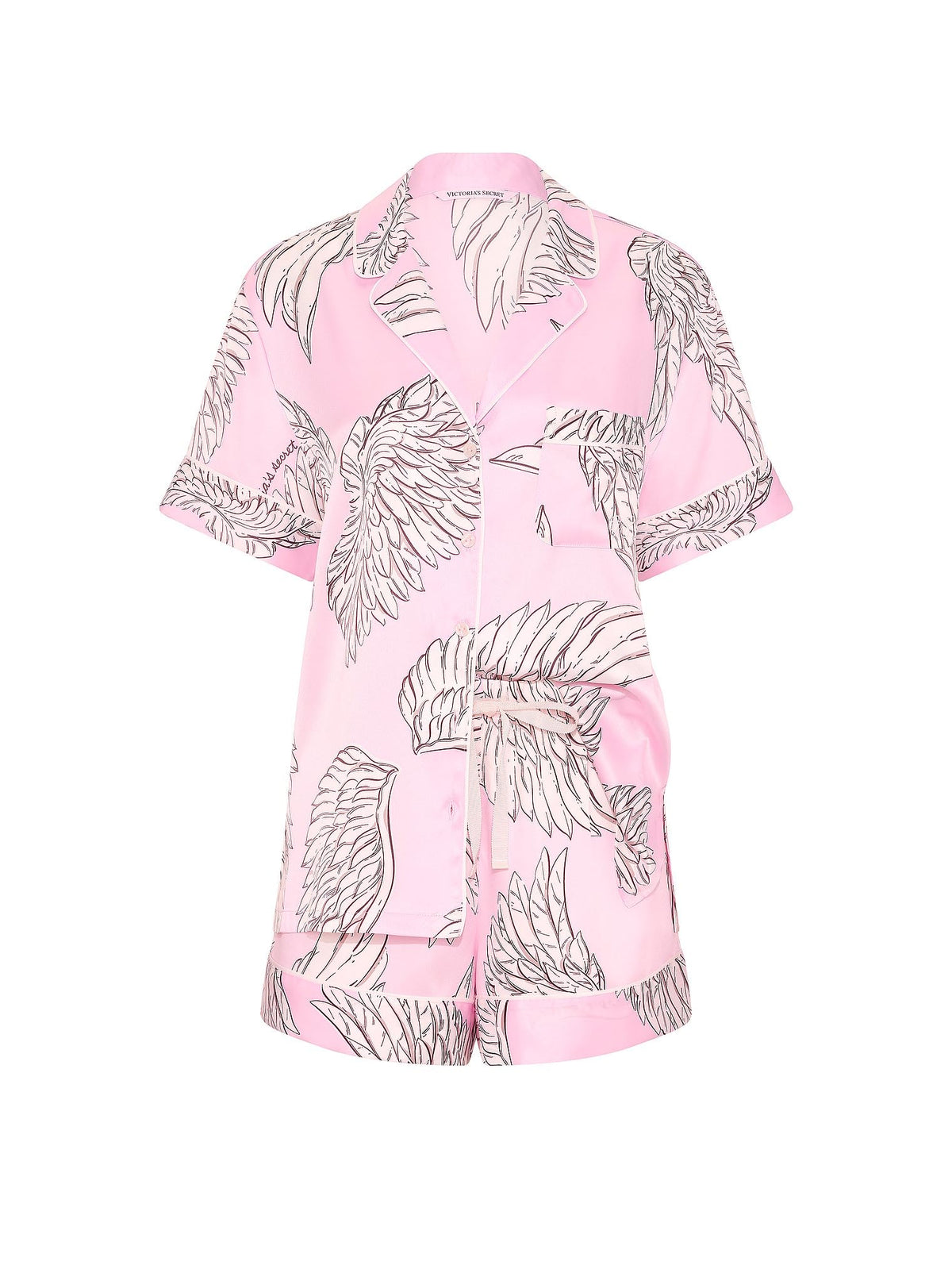 Victoria's Secret Women's Satin Pajama Set, Short Sleeve Button Down Shirt & Shorts