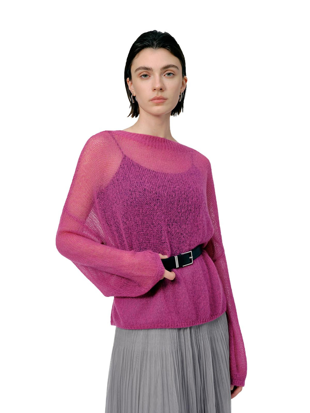Silk Cashmere Blend Sweater for Women, Lightweight Crewneck Knit Pullover Jumper for Spring Layering