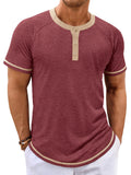 Makkrom Mens Henley Shirts Short Sleeve Casual Summer Basic T Shirts Button Vintage Lightweight Tee Tops