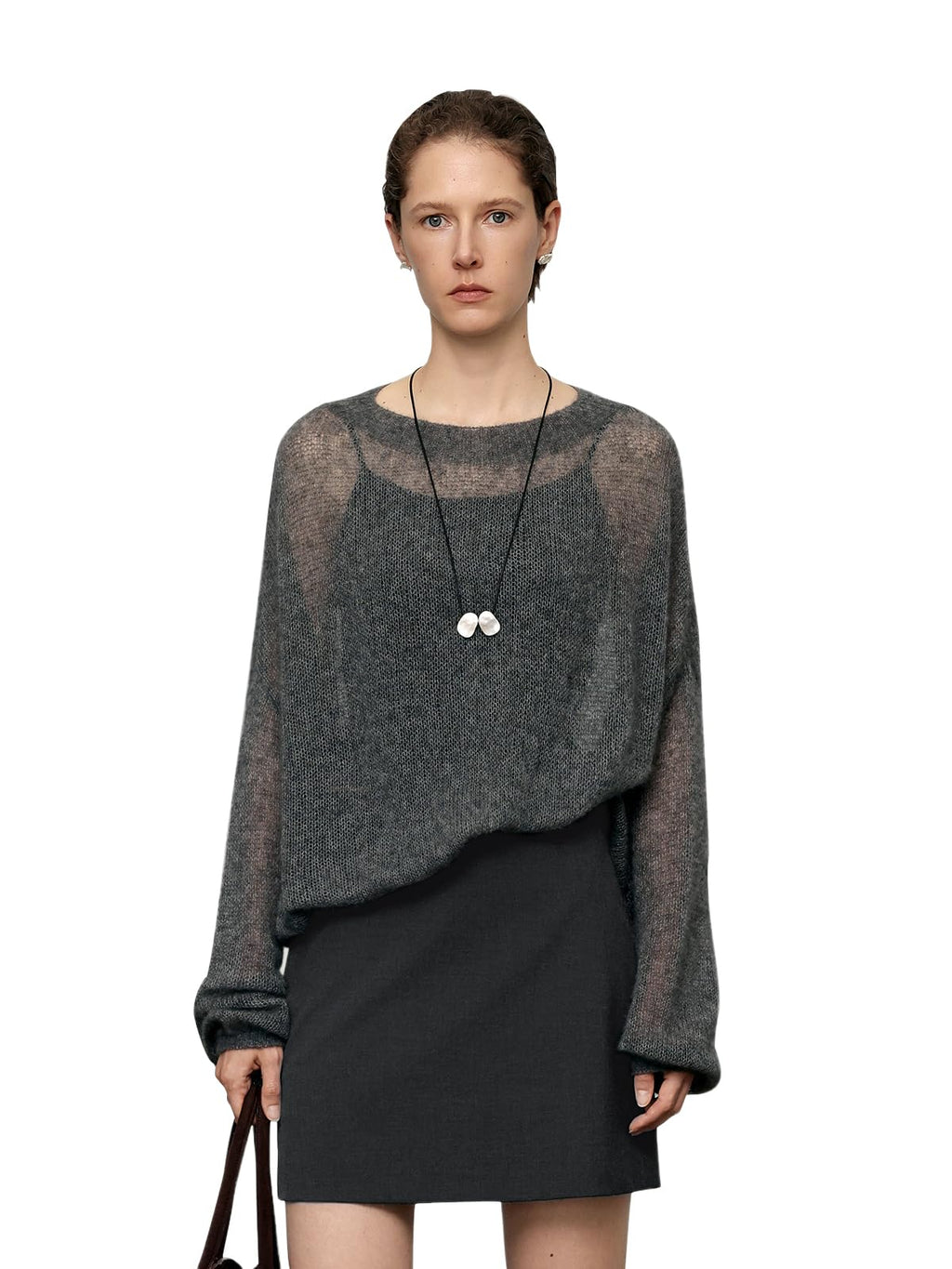 Silk Cashmere Blend Sweater for Women, Lightweight Crewneck Knit Pullover Jumper for Spring Layering