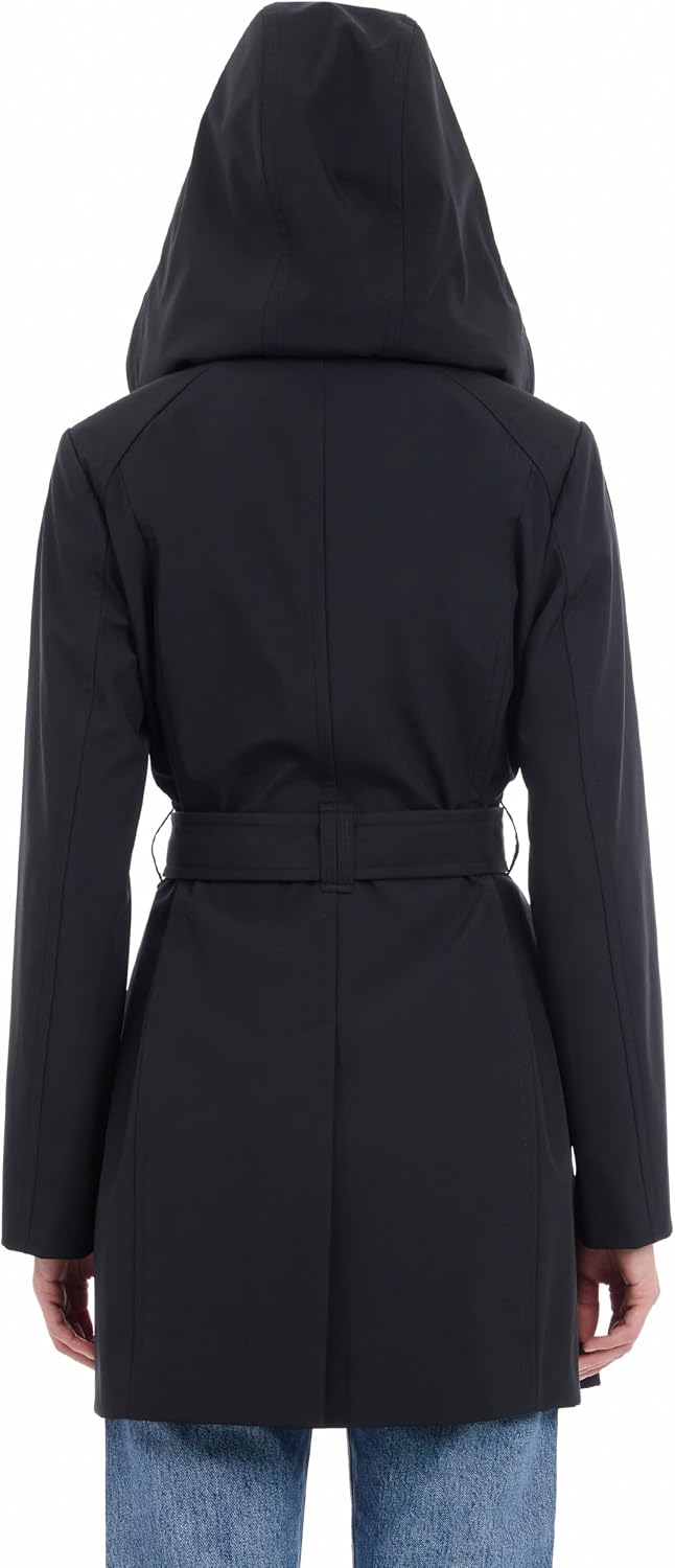 Michael Kors Women's Trench Coat Style Raincoat with Detachable Hood