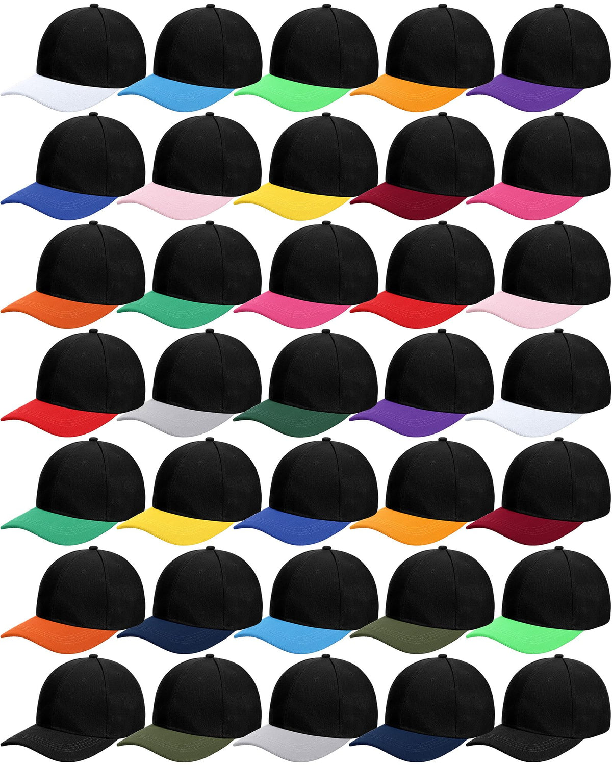 Foaincore 36 Pack Blank Baseball Cap Bulk Adjustable Back Strap Sublimation Hats Plain Unisex Trucker Hat for Men Women