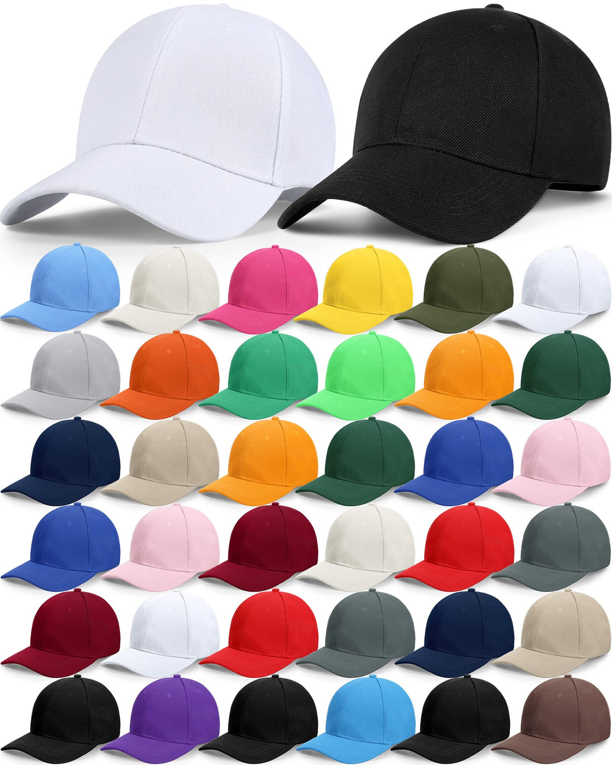 Foaincore 36 Pack Blank Baseball Cap Bulk Adjustable Back Strap Sublimation Hats Plain Unisex Trucker Hat for Men Women