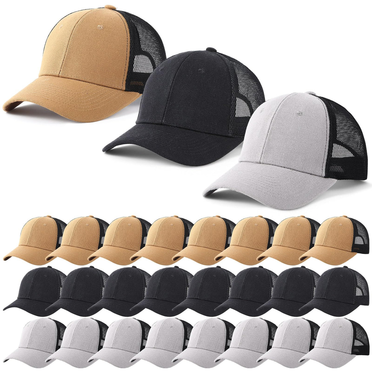 Suhine 24 Pcs Blank Trucker Hat Bulk,Unisex Baseball Cap