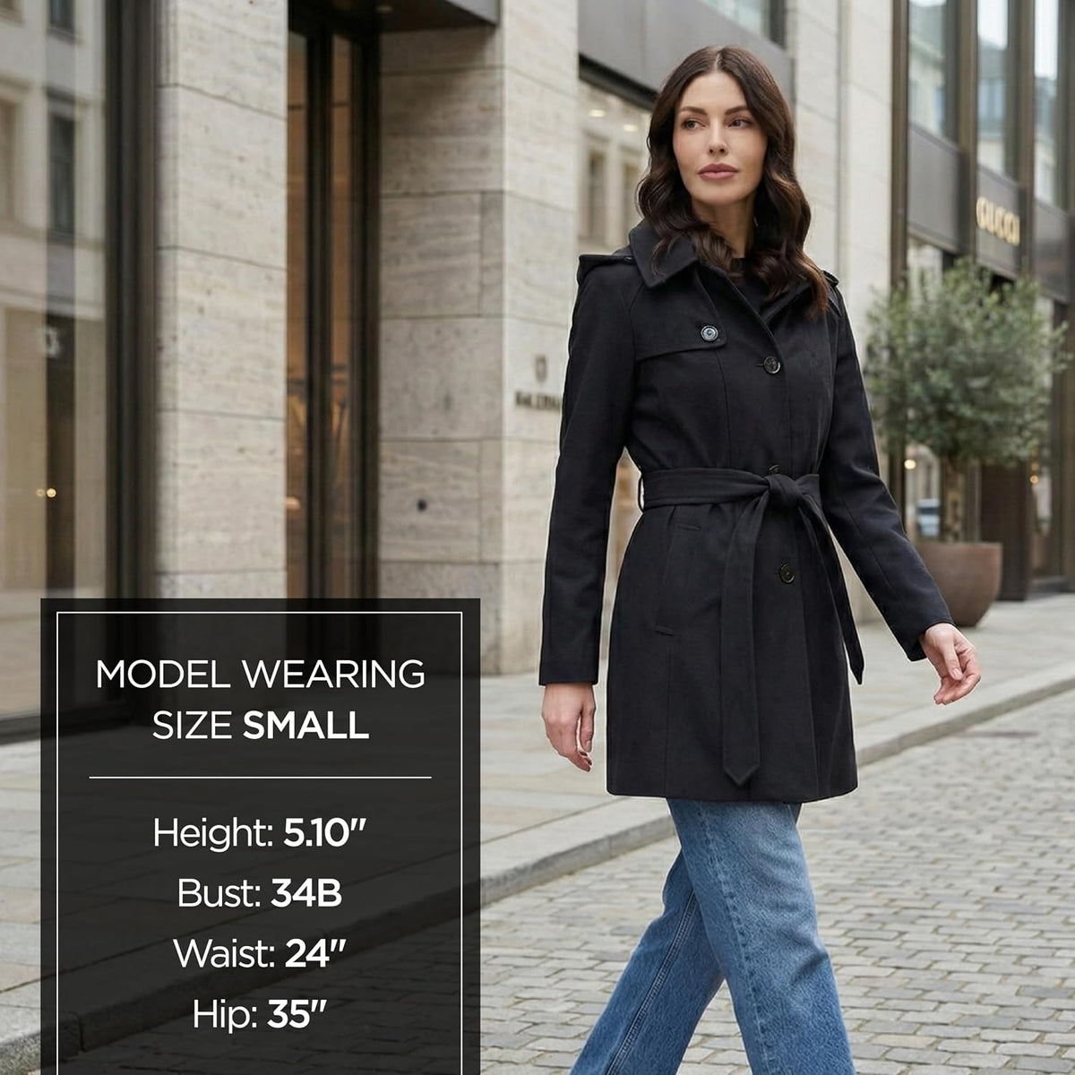 Michael Kors Women's Trench Coat Style Raincoat with Detachable Hood