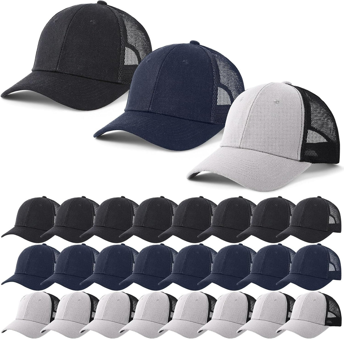 Suhine 24 Pcs Blank Trucker Hat Bulk,Unisex Baseball Cap