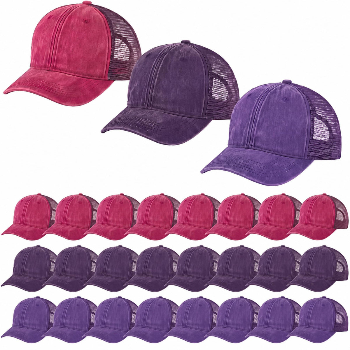 Suhine 24 Pcs Blank Trucker Hat Bulk,Unisex Baseball Cap