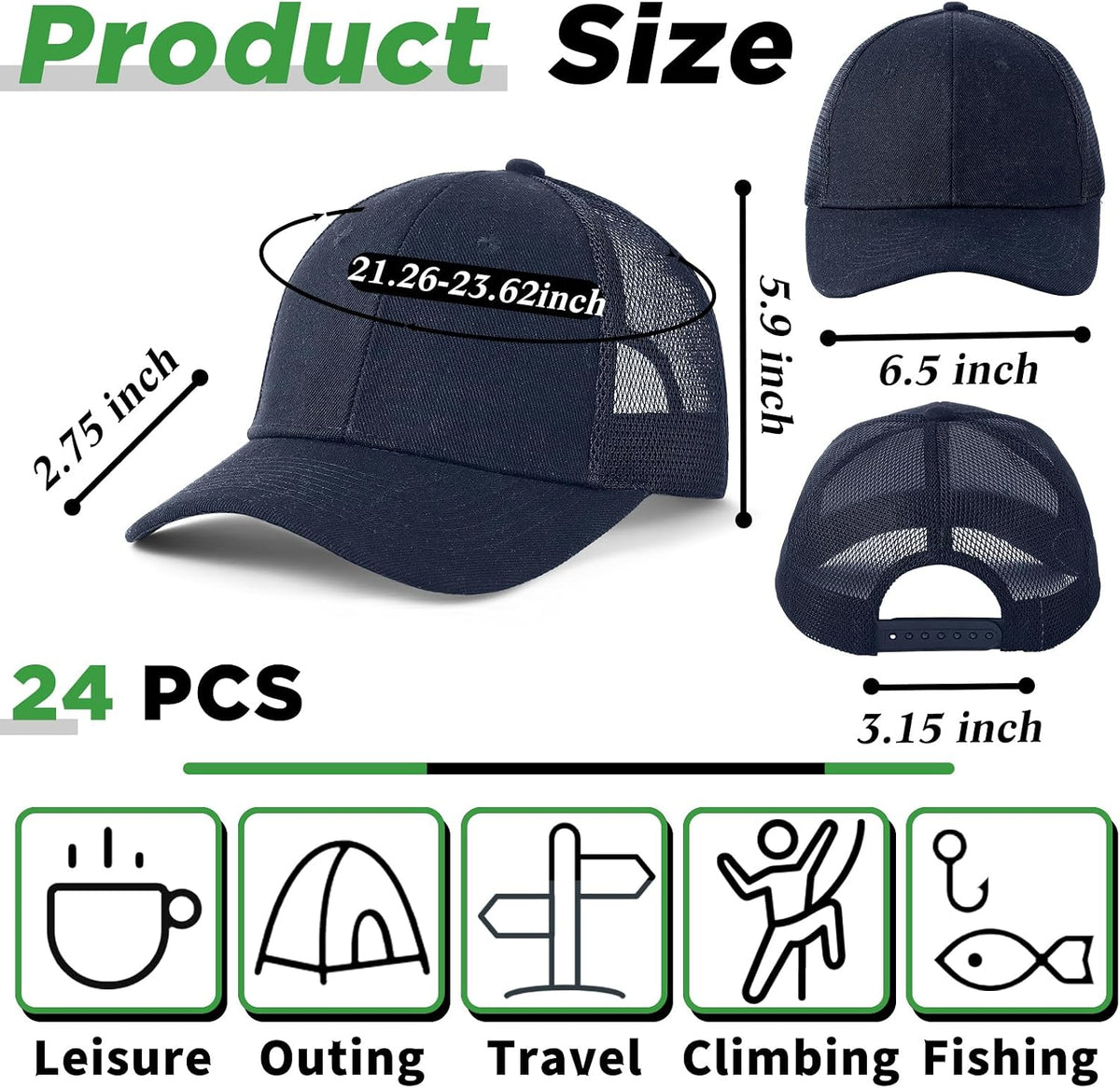 Suhine 24 Pcs Blank Trucker Hat Bulk,Unisex Baseball Cap