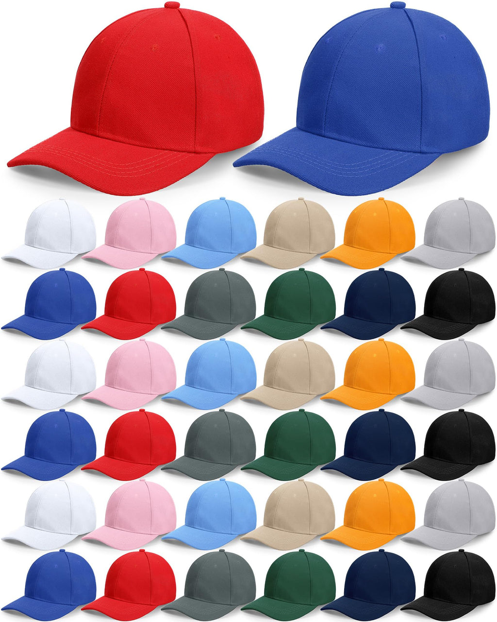 Foaincore 36 Pack Blank Baseball Cap Bulk Adjustable Back Strap Sublimation Hats Plain Unisex Trucker Hat for Men Women