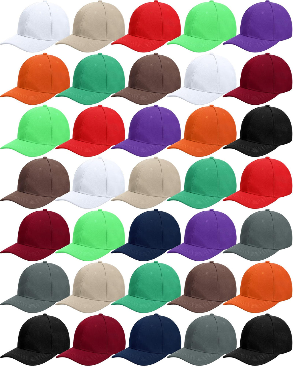 Foaincore 36 Pack Blank Baseball Cap Bulk Adjustable Back Strap Sublimation Hats Plain Unisex Trucker Hat for Men Women