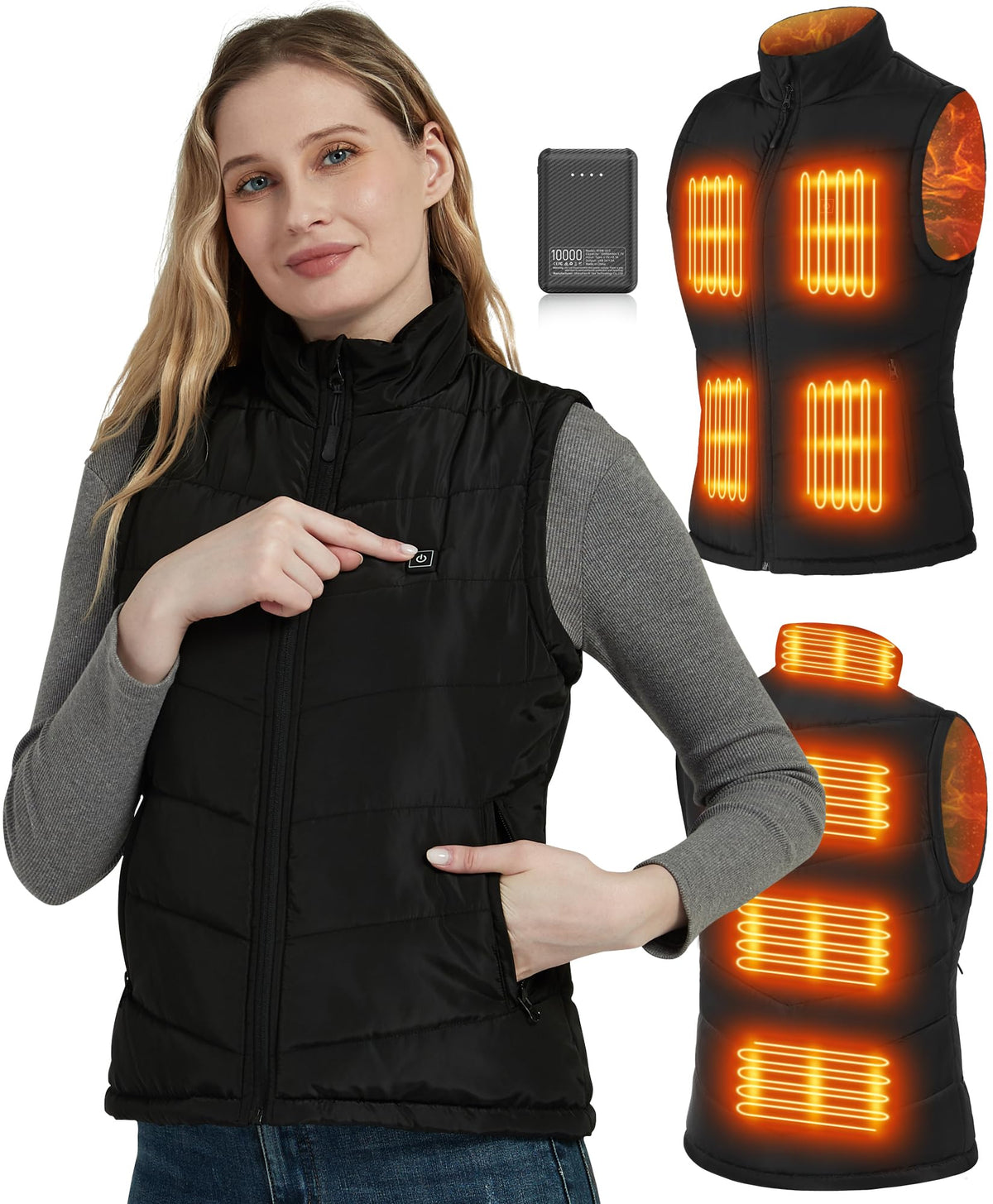 FERNIDA Women's Heated Vest with Battery Pack 8 Heating Zones Electric Vest