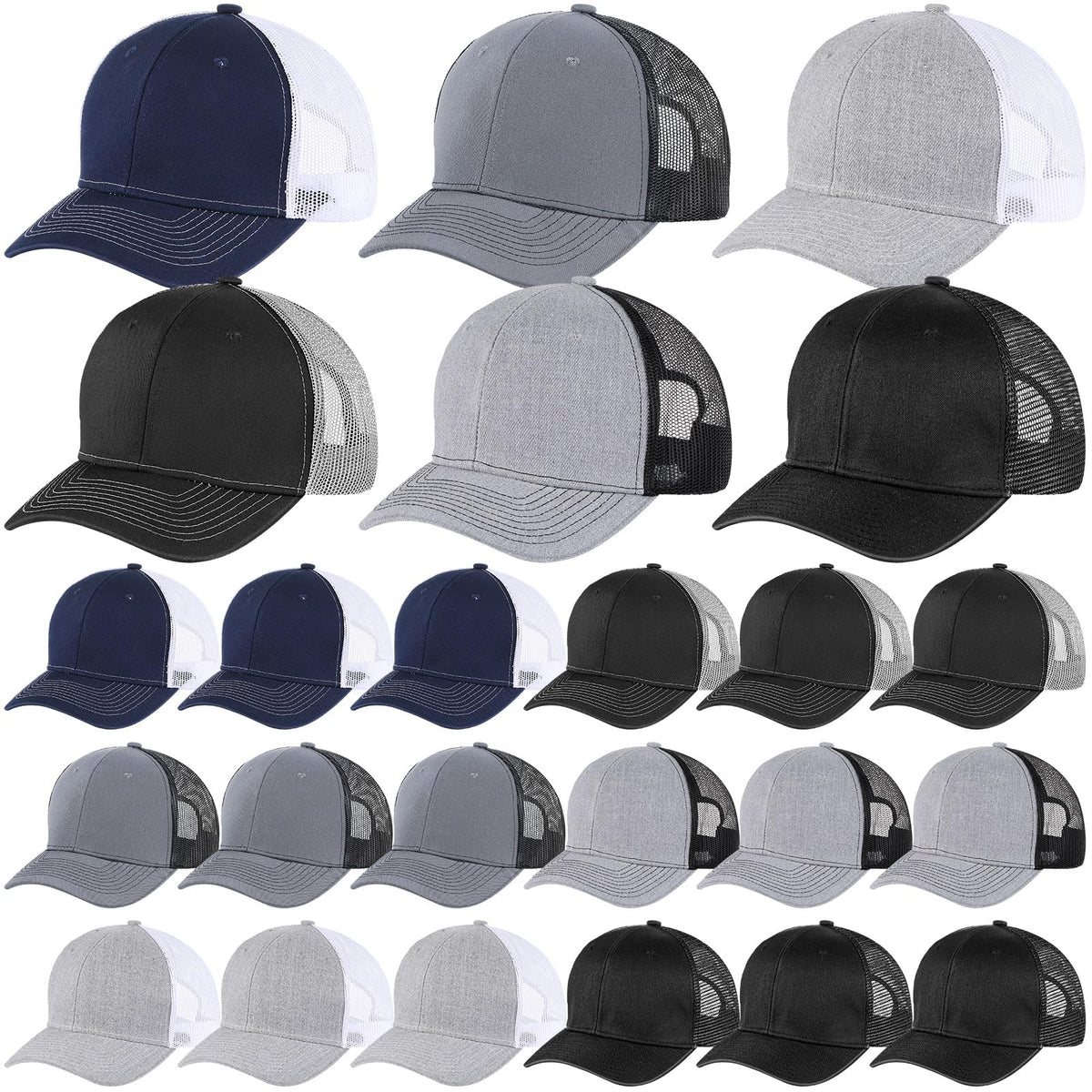 Suhine 24 Pcs Blank Trucker Hat Bulk,Unisex Baseball Cap