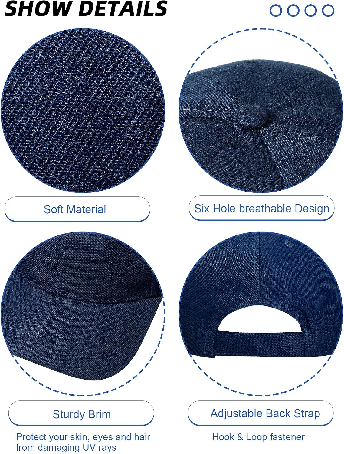 Foaincore 36 Pack Blank Baseball Cap Bulk Adjustable Back Strap Sublimation Hats Plain Unisex Trucker Hat for Men Women